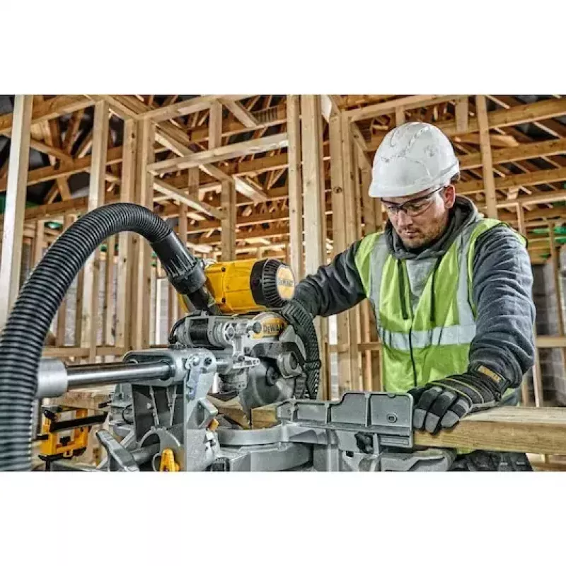 Kampinis pjūklas DeWALT DWS727-QS, stacionarus sudėtinis kampinis pjūklas, svoris 22 kg, aukštis 460 mm