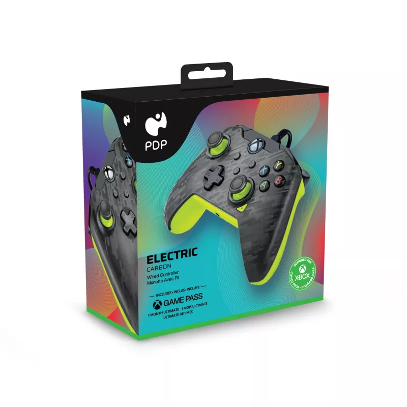 PDP laidinis valdiklis: Electric Carbon - Xbox Series X|S, Xbox One, Xbox, Windows 10/11