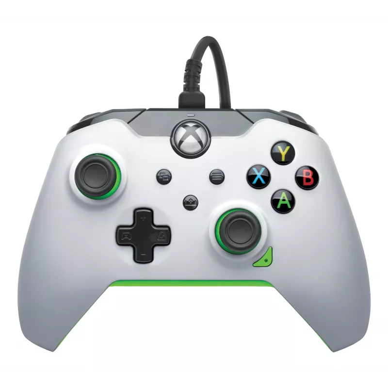 Žaidimų pultelis PDP Wired Controller Neon White, skirtas Xbox Series X|S, Xbox One, Xbox, Windows 10/11, USB-C, 2,43 m laidas