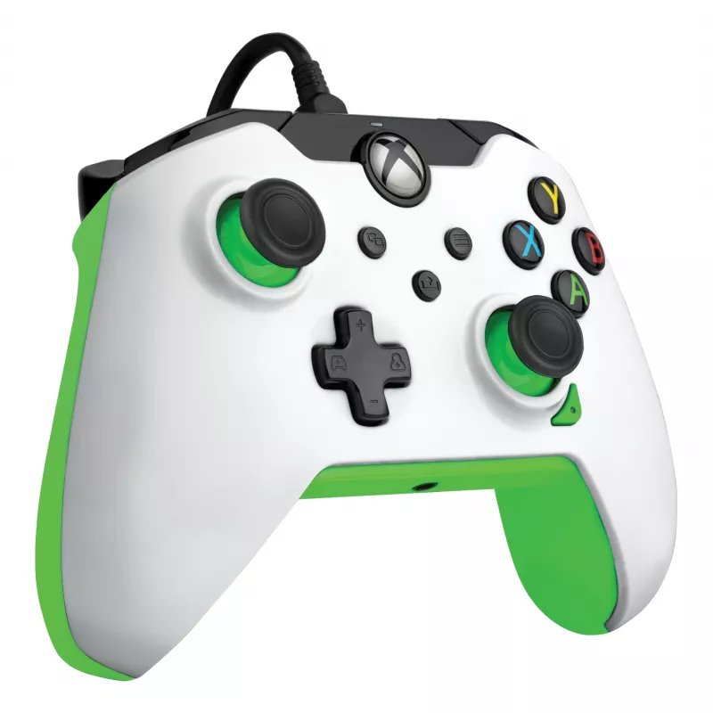 Žaidimų pultelis PDP Wired Controller Neon White, skirtas Xbox Series X|S, Xbox One, Xbox, Windows 10/11, USB-C, 2,43 m laidas