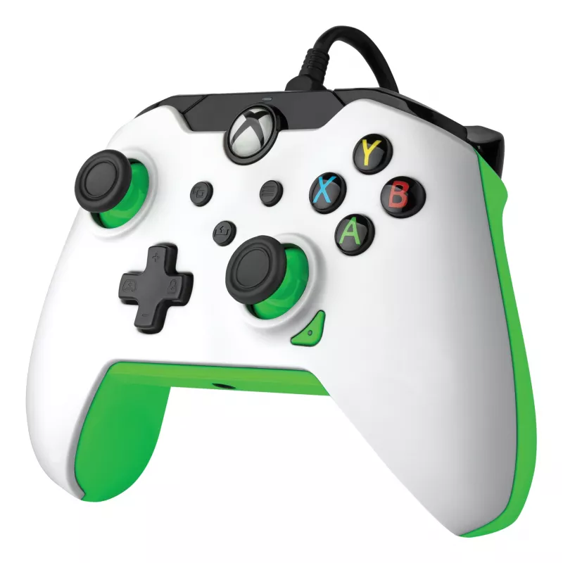 Žaidimų pultelis PDP Wired Controller Neon White, skirtas Xbox Series X|S, Xbox One, Xbox, Windows 10/11, USB-C, 2,43 m laidas