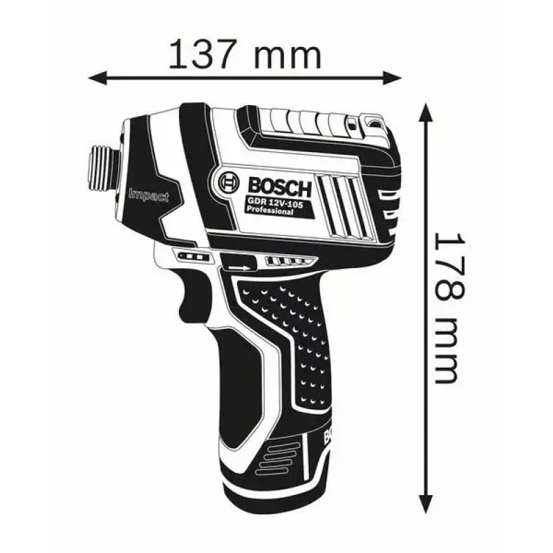 Bosch GDR 12V-105 Professional 1/4 col. 2600 aps./min. 105 N⋅m juoda, mėlyna
