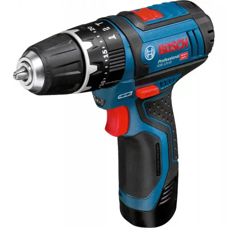 Bosch GSB 10,8-2-LI Professional Keyless Juoda, Blue, Red