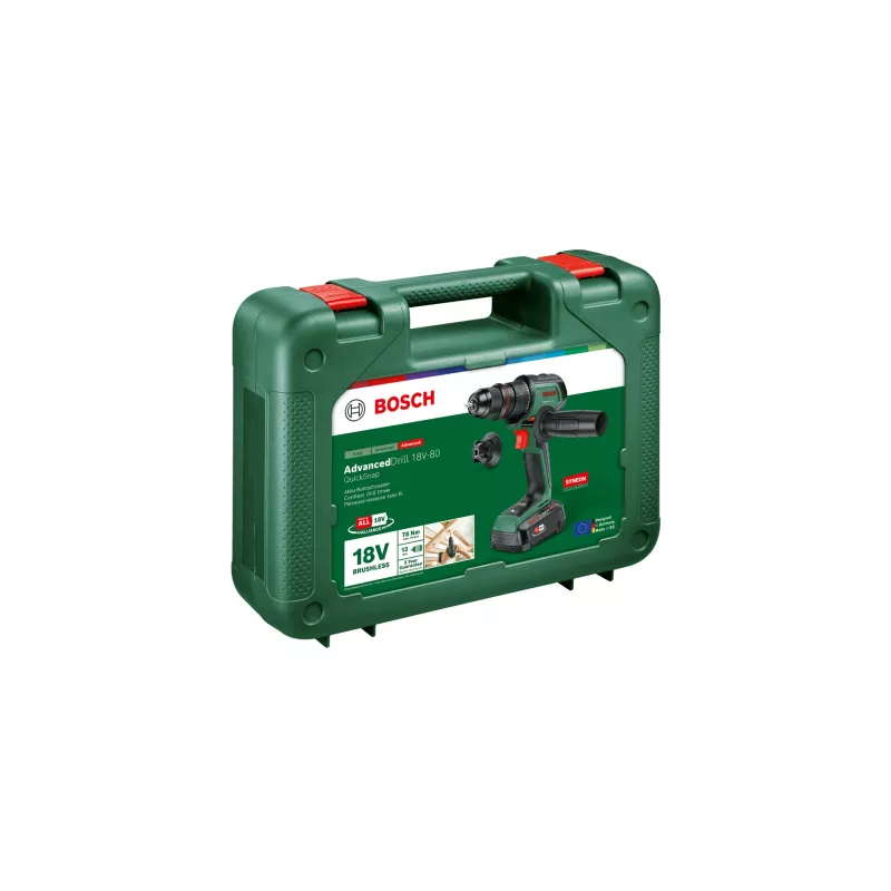 Akumuliatorinis gręžtuvas Bosch AdvancedDrill 18V-80 su 2,5 Ah ličio jonų baterija