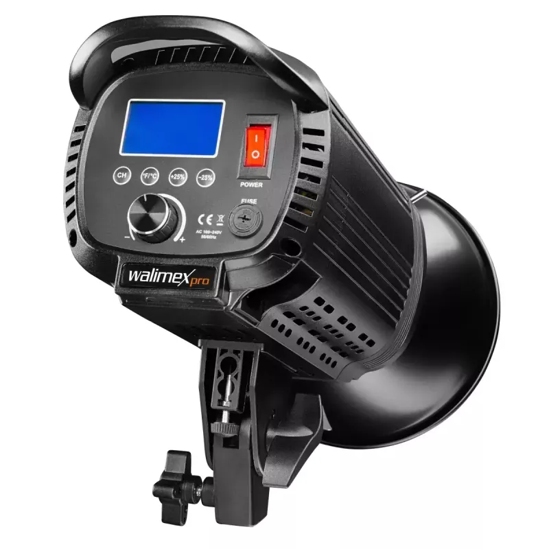 Studijinė LED lempa Walimex Niova 100 W, 1 LED lemputė, juodas metalinis/plastikinis korpusas, LCD, 220-240V 50Hz
