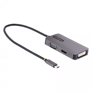 StarTech.com USB C vaizdo adapteris, USB C į HDMI DVI VGA adapteris, iki 4K 60Hz, aliuminis, daugiaportis vaizdo ekrano adapteris, suderinamas su Thunderbolt 3 / 4, USB Type C kelioninis adapteris