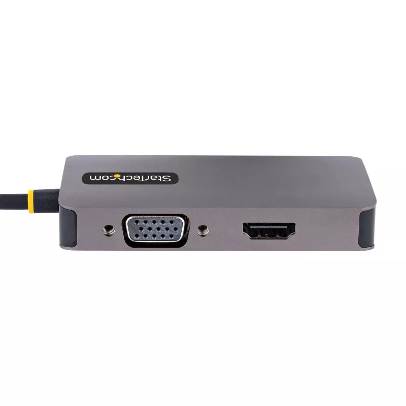 StarTech.com USB C vaizdo adapteris, USB C į HDMI DVI VGA adapteris, iki 4K 60Hz, aliuminis, daugiaportis vaizdo ekrano adapteris, suderinamas su Thunderbolt 3 / 4, USB Type C kelioninis adapteris