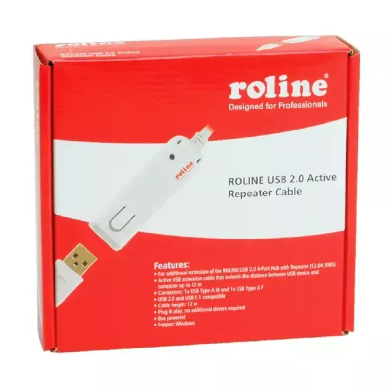 USB 2.0 aktyvus kartotuvo kabelis ROLINE 12.04.1085 12 m