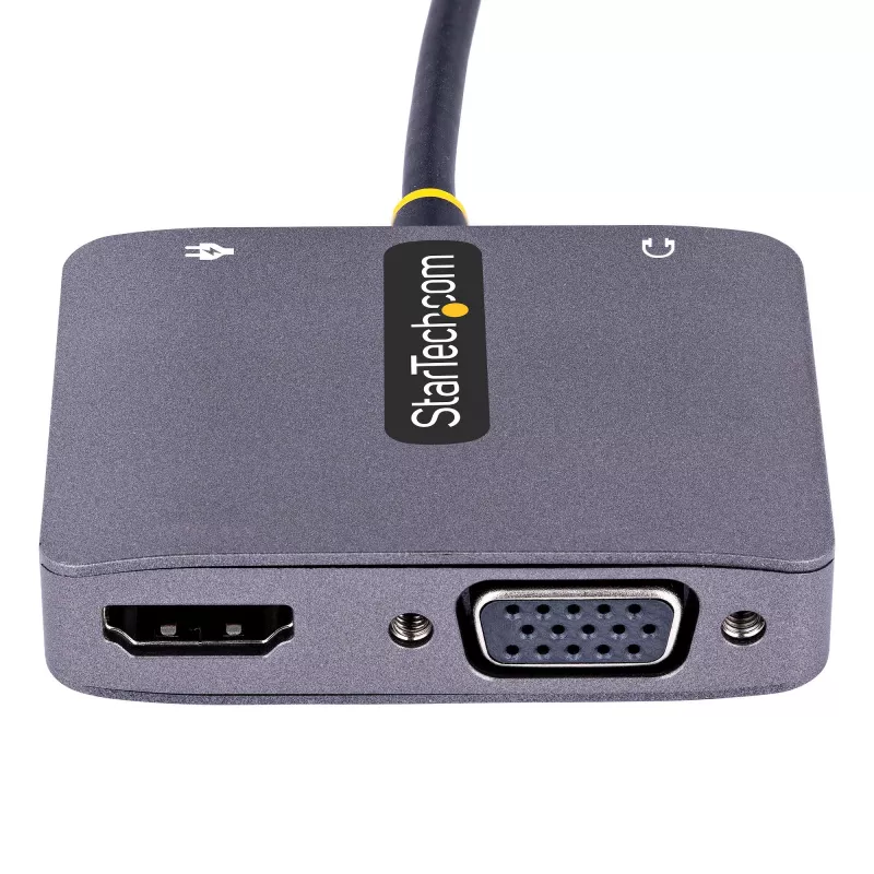 StarTech.com USB-C vaizdo adapteris, USB-C į HDMI/VGA universaliadapteris, 3,5 mm garso lizdas, 4K 60Hz HDR, 100W PD pralaidumas, suderinamas su Thunderbolt 3/4 – USB-C kelioninis ekrano adapteris