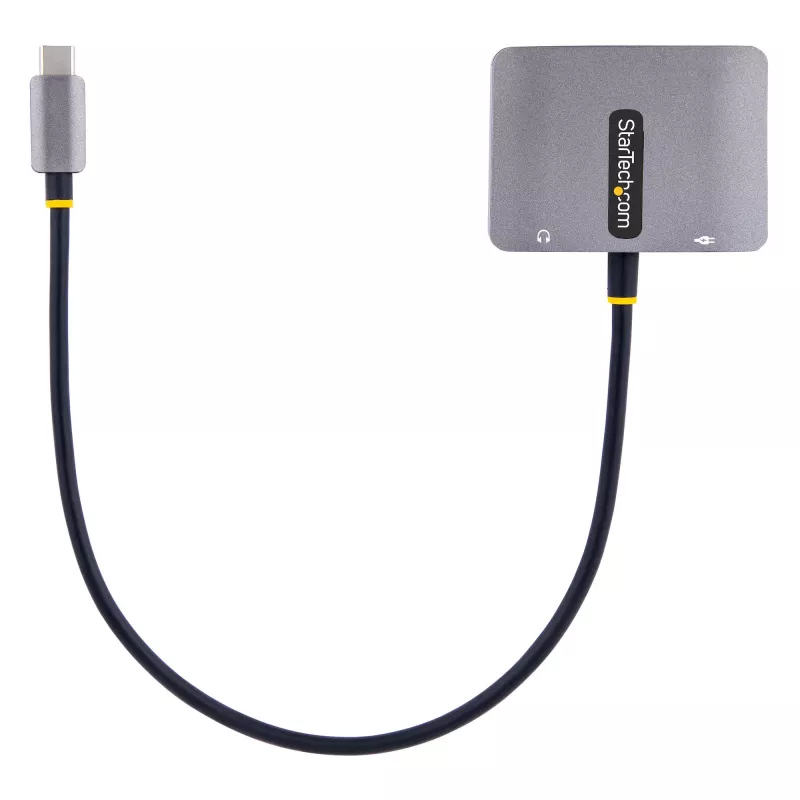 StarTech.com USB-C vaizdo adapteris, USB-C į HDMI/VGA universaliadapteris, 3,5 mm garso lizdas, 4K 60Hz HDR, 100W PD pralaidumas, suderinamas su Thunderbolt 3/4 – USB-C kelioninis ekrano adapteris