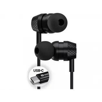Ausinės Sandberg USB-C/A į ausis dedamos ausinės su linijiniu mikrofonu