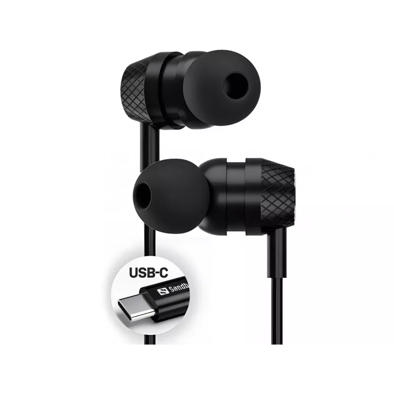 Ausinės Sandberg USB-C/A į ausis dedamos ausinės su linijiniu mikrofonu