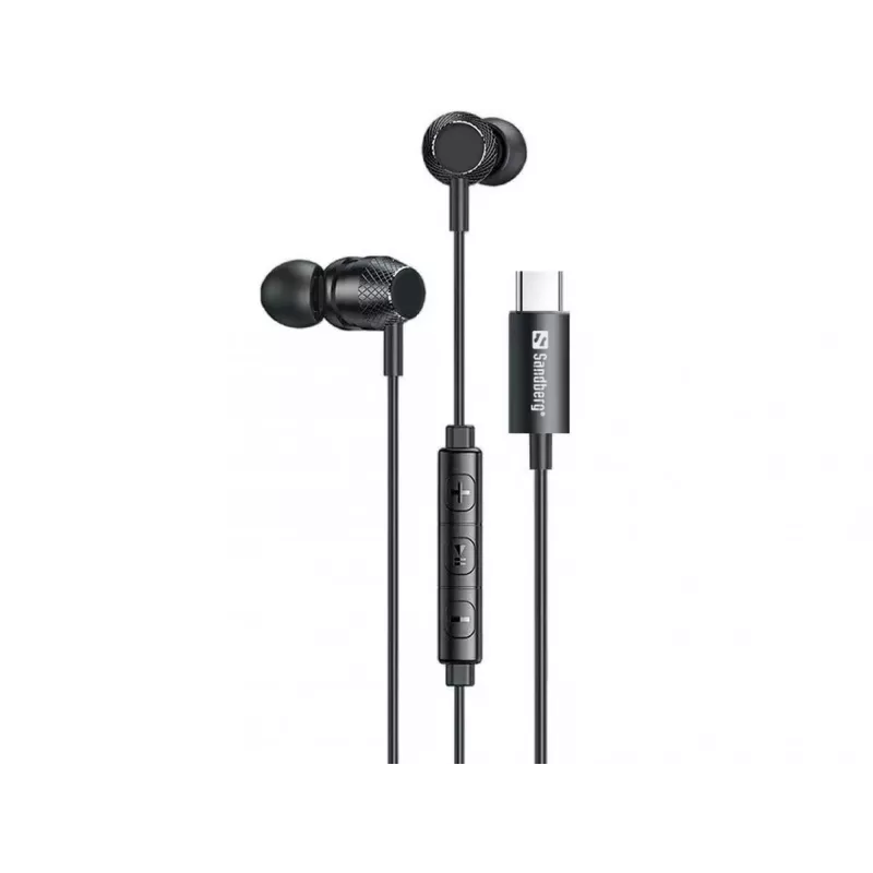 Ausinės Sandberg USB-C/A į ausis dedamos ausinės su linijiniu mikrofonu