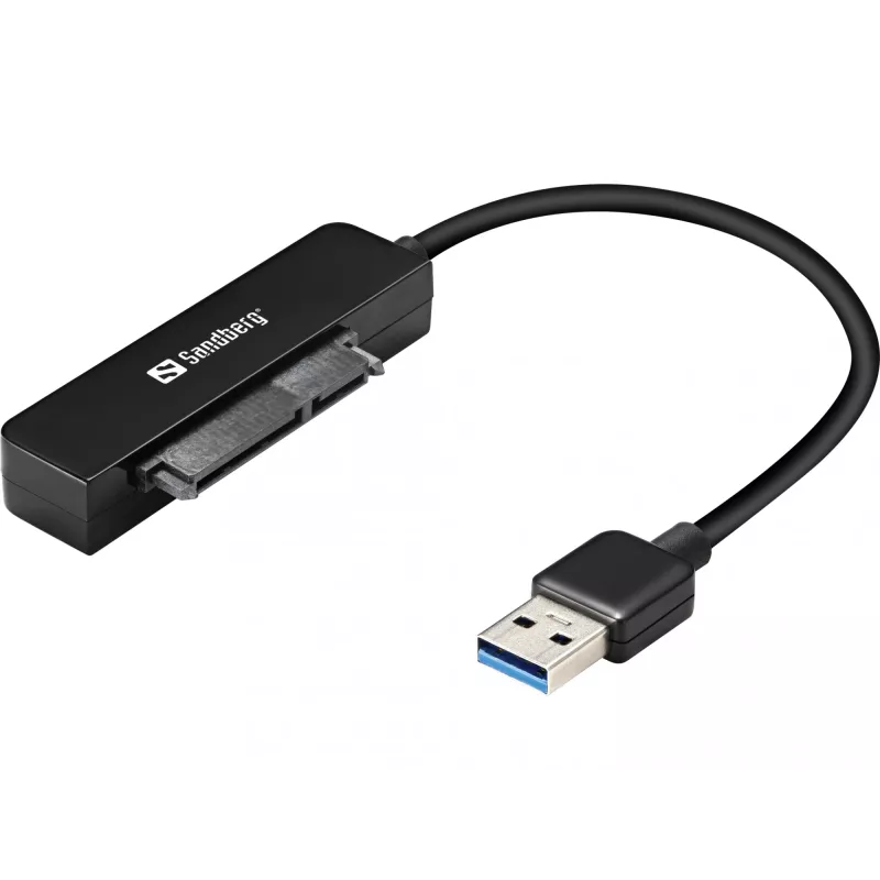 Sandberg USB 3.0 į SATA jungtis, juoda, 5 Gbit/s, 20 g, 77 mm, 18 mm, 193 mm