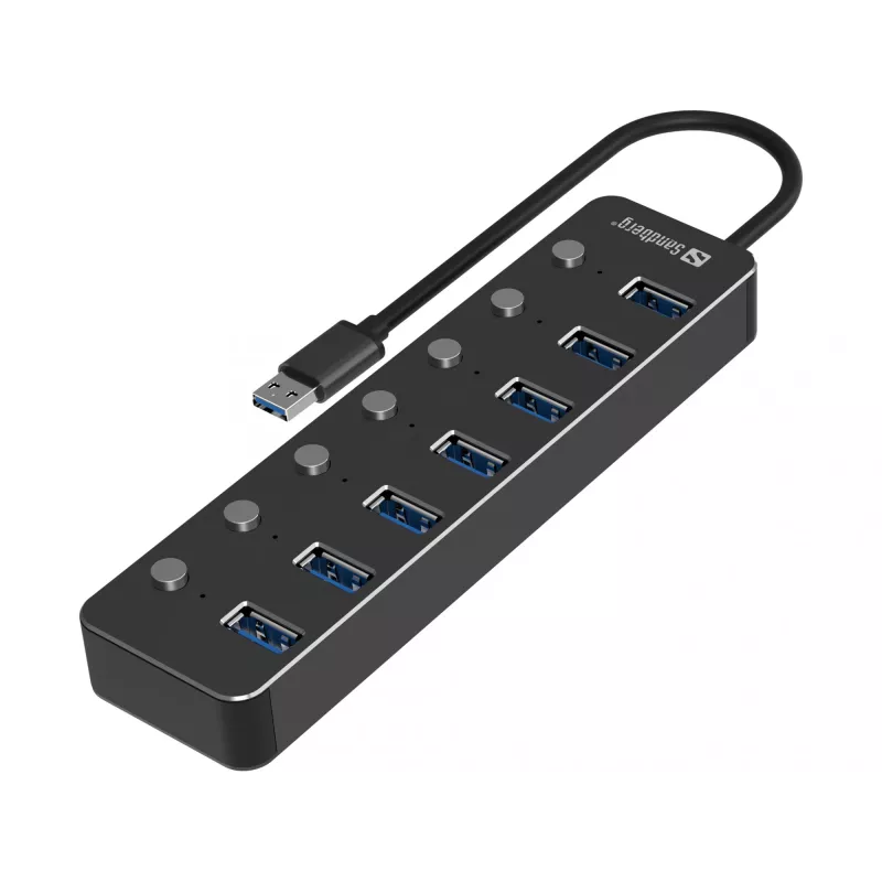 USB šakotuvas Sandberg 7 prievadų USB 3.0 juodas aliuminis