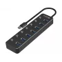 USB šakotuvas Sandberg 7 prievadų USB 3.0 juodas aliuminis