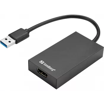 Sandberg USB 3.0 į HDMI keitiklis, juodas, pasyvus vaizdo keitiklis