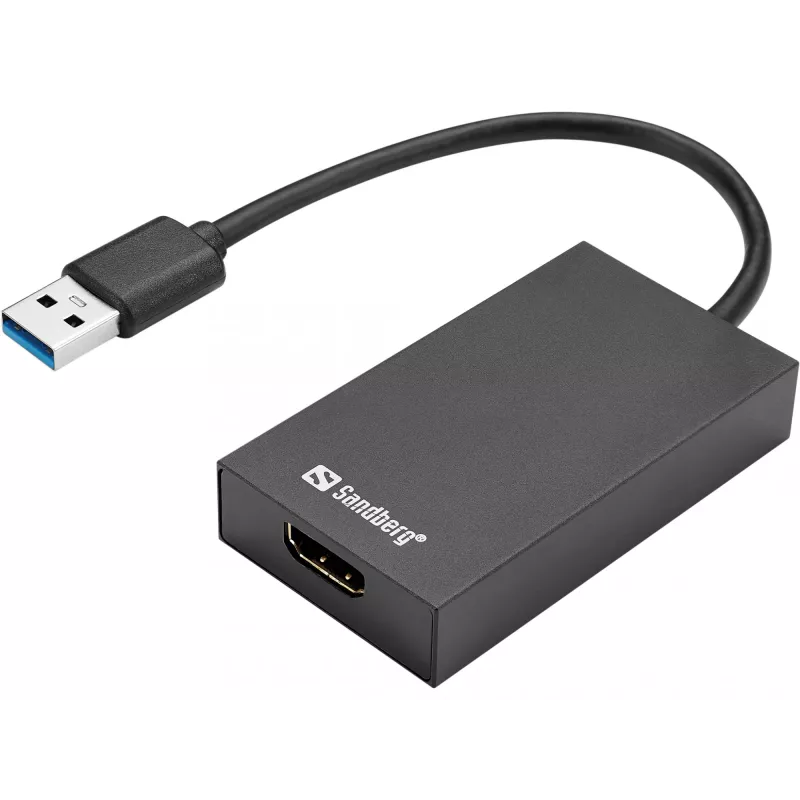 Sandberg USB 3.0 į HDMI keitiklis, juodas, pasyvus vaizdo keitiklis