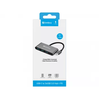 USB-C į 3xUSB 3.0 šakotuvas + PD Sandberg 136-03