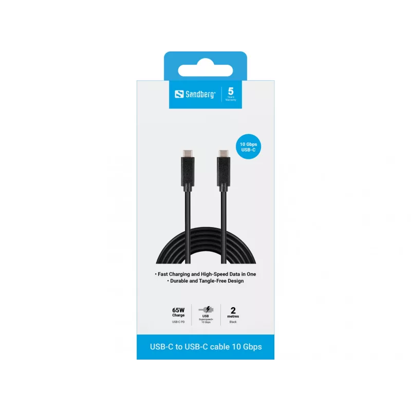 Sandberg USB-C USB-C 2M USB 3.1 Gen.2, 2 m, USB C, USB C, USB 3.2 Gen 2 (3.1 Gen 2), kištukas/kištukas, juoda