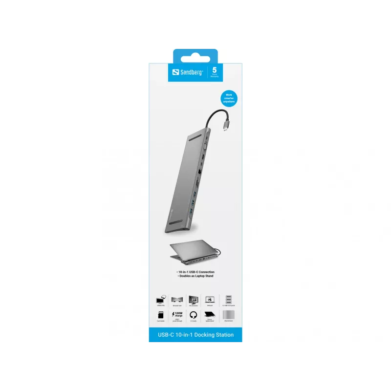 Sandberg USB-C 10-in-1 Doko stotelė