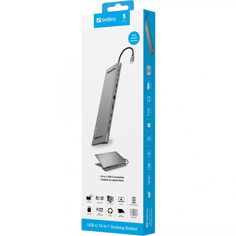 Sandberg USB-C 10-in-1 Doko stotelė