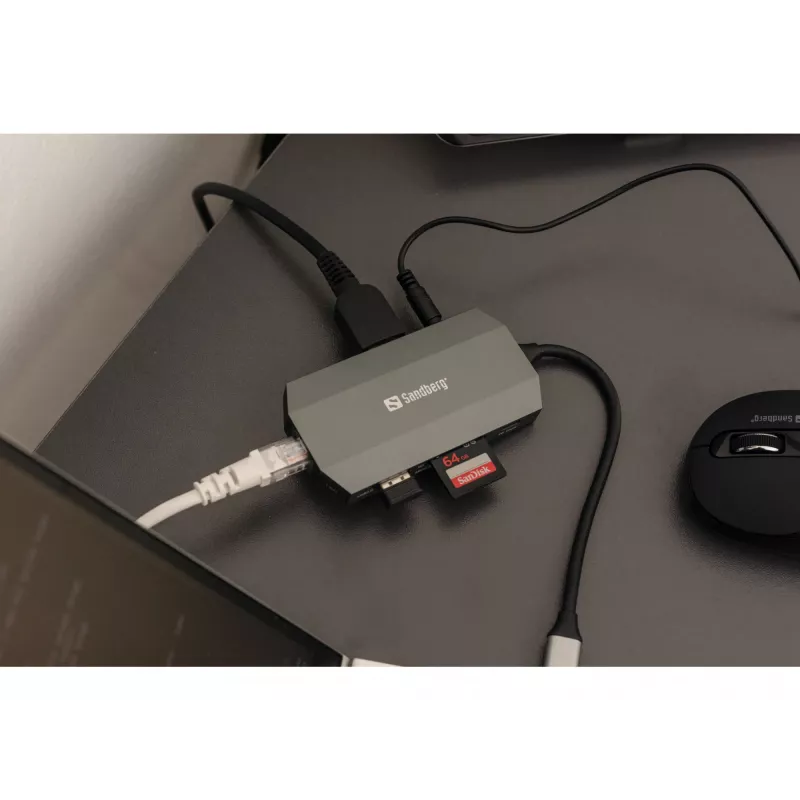USB-C šakotuvas Sandberg 6in1 Travel Dock
