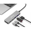 Sandberg USB-C į 2xUSB-A + 2xUSB-C šakotuvas, pilkas, aliuminis