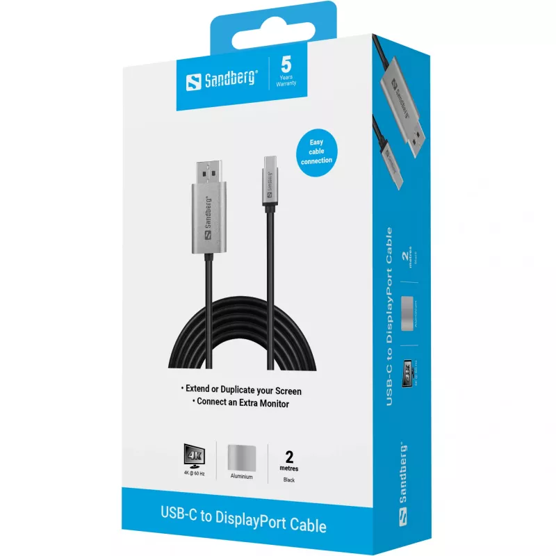 Sandberg USB-C į DisplayPort kabelis 2M USB Type-C DisplayPort 2m