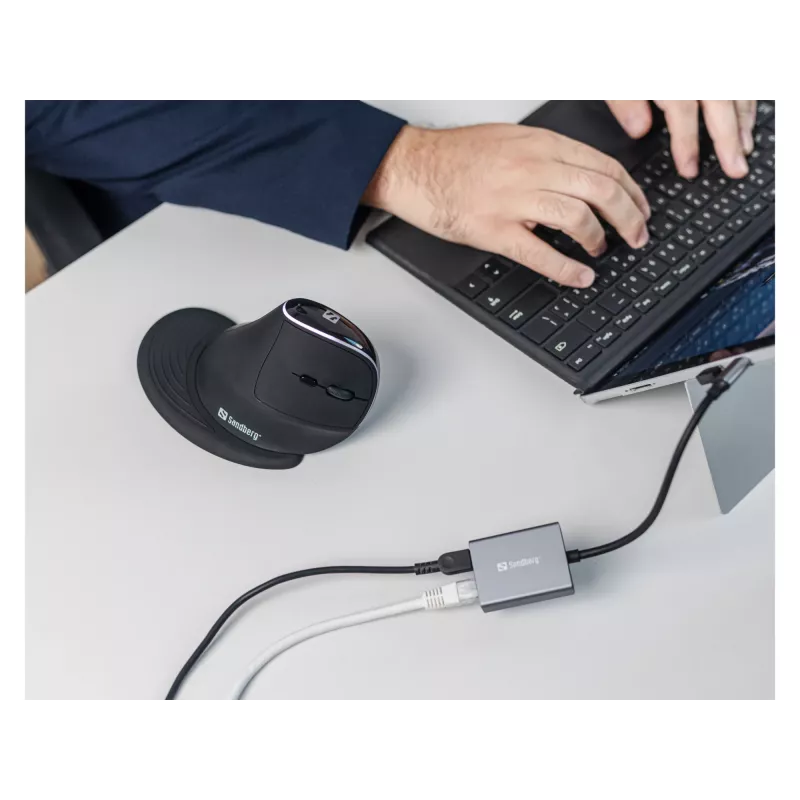 Sandberg USB-C Gigabit Adapter PD100W USB Type-C RJ-45 1 Gbit/s Pilka