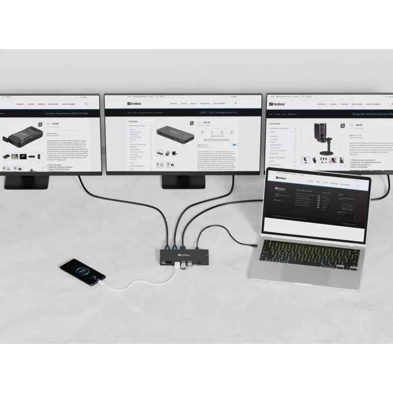 Sandberg USB-C 13in1 DockingStation Pro Laidinė USB 3.2 Gen 1 Type-C