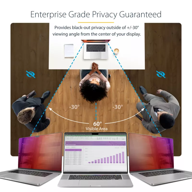 StarTech.com 14 colių MacBook Pro 21/23 privatumo ekranas, auksinis filtras su sustiprintu privatumu, kompiuterio apsauginis skydas, dvipusis ekrano apsauga, +/- 30 laipsnių
