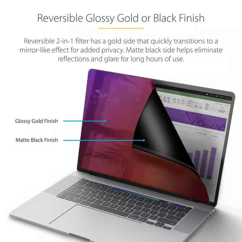StarTech.com 14 colių MacBook Pro 21/23 privatumo ekranas, auksinis filtras su sustiprintu privatumu, kompiuterio apsauginis skydas, dvipusis ekrano apsauga, +/- 30 laipsnių