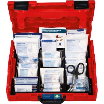 Pirmosios pagalbos rinkinys Bosch 1600A02X2R — DIN reikalavimus atitinkantis rinkinys L-BOXX 102 dėžėje, raudona