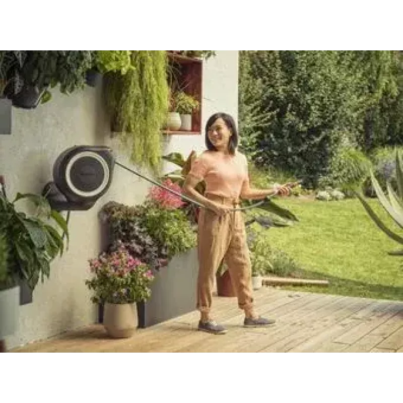 Prie sienos montuojama žarna Garden RollUp Automatic Juoda Pilka