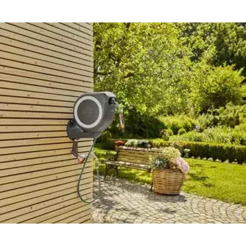Prie sienos montuojama žarna Garden RollUp Automatic Juoda Pilka
