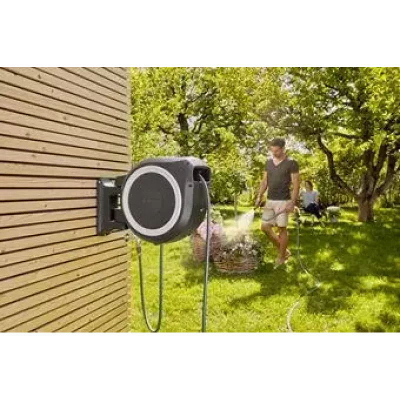 Ant sienos tvirtinama ritė Gardena RollUp Automatic juoda pilka