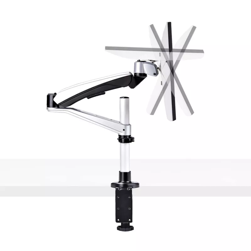 StarTech.com Monitoriaus stalinis laikiklis 27 inch 16:9 arba 30 inch 21:9 itin plačiams ekranams, VESA 75x75/100x100, berankiai alkūnės reguliavimai, C spaustuvas/anga, spyruoklinis alkūnės mechanizmas