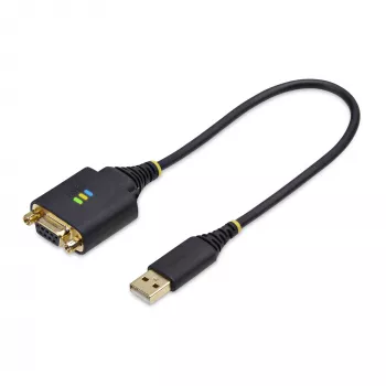StarTech.com 1 pėda (30 cm) USB į nulinio modemo nuoseklųjį adapterio kabelį, COM išlaikymas, FTDI, USB-A į DB9 RS232, keičiamos DB9 veržlės/varžtai, Windows/macOS/Linux