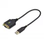 StarTech.com 1 pėda (30 cm) USB į nulinio modemo nuoseklųjį adapterio kabelį, COM išlaikymas, FTDI, USB-A į DB9 RS232, keičiamos DB9 veržlės/varžtai, Windows/macOS/Linux
