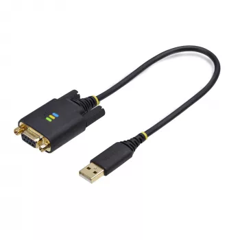 StarTech.com 1 pėda (30 cm) USB į nulinio modemo nuoseklųjį adapterio kabelį, COM išlaikymas, FTDI, USB-A į DB9 RS232, keičiamos DB9 veržlės/varžtai, Windows/macOS/Linux