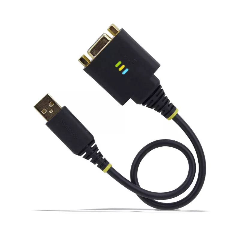 StarTech.com 1 pėda (30 cm) USB į nulinio modemo nuoseklųjį adapterio kabelį, COM išlaikymas, FTDI, USB-A į DB9 RS232, keičiamos DB9 veržlės/varžtai, Windows/macOS/Linux