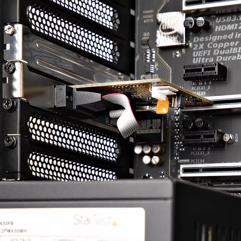 „StarTech.com“ 2 prievadų PCI Express nuosekliojo ryšio plokštė, dviejų prievadų PCIe į RS232 (DB9) nuosekliojo ryšio plokštė, 16C1050 UART, standartiniai arba mažo profilio laikikliai, COM išsaugojimas, „Windows“ ir „Linux“ sistemoms