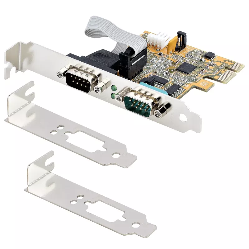 „StarTech.com“ 2 prievadų PCI Express nuosekliojo ryšio plokštė, dviejų prievadų PCIe į RS232 (DB9) nuosekliojo ryšio plokštė, 16C1050 UART, standartiniai arba mažo profilio laikikliai, COM išsaugojimas, „Windows“ ir „Linux“ sistemoms