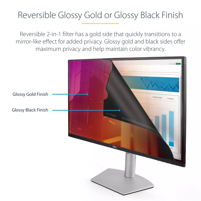 StarTech.com 24 colių 16:9 auksinis monitoriaus privatumo ekranas, apverčiamas filtras su sustiprinta apsauga, blizgus kompiuterio apsaugos filtras, nuimamas ekrano apsauga/skydas, +/- 30 laipsnių