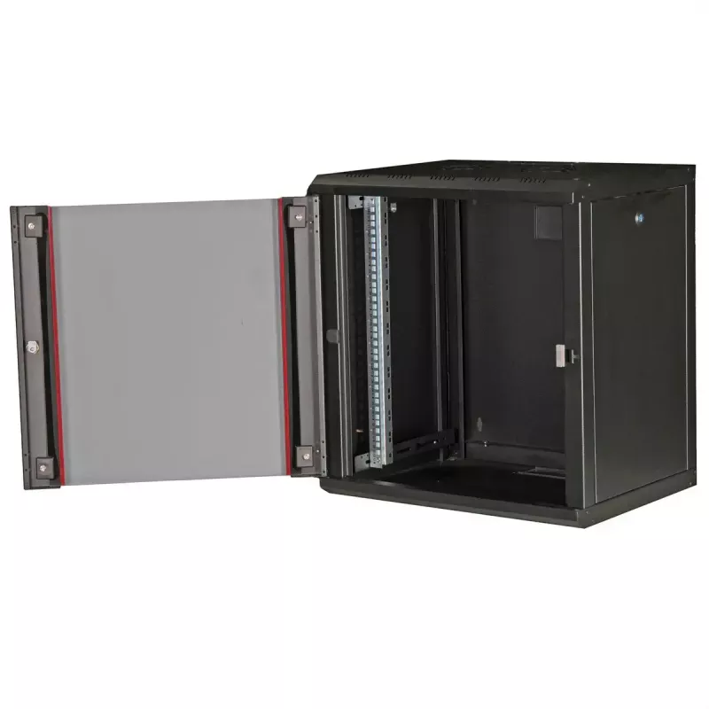 Prie sienos montuojamas 19 colių stovas ROLINE Pro 12U, 600x450 mm, juodas, raktinis užraktas, IP20