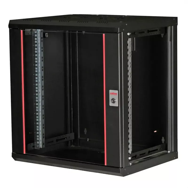 Prie sienos montuojamas 19 colių stovas ROLINE Pro 12U, 600x450 mm, juodas, raktinis užraktas, IP20