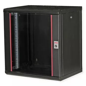 Prie sienos montuojamas 19 colių stovas ROLINE Pro 12U, 600x450 mm, juodas, raktinis užraktas, IP20