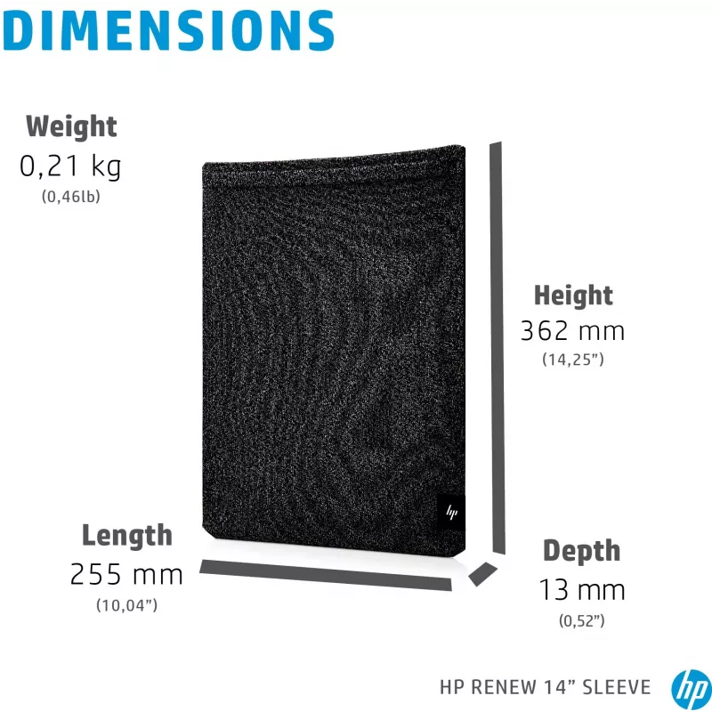 HP Renew 14 nešiojamojo kompiuterio įmautė, Įmautės tipo dėklas, 35,6 cm (14 colių), 210 g