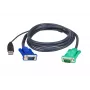 ATEN USB KVM laidas 3 m, 3 m, VGA, juodas, HD-15, USB A, SPHD-15, kištukas/kištukas